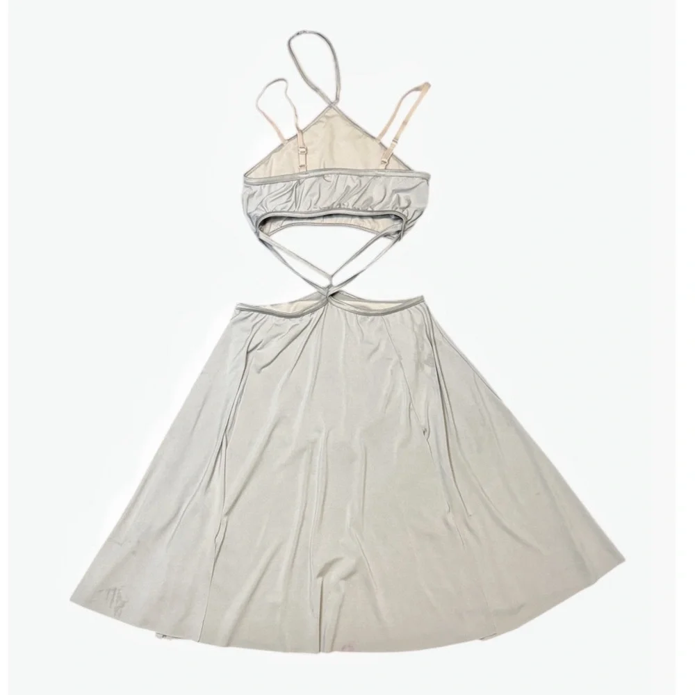 Weissman Elite | Bonfire Elegant Beige Halter Midi Dance Costume Dress, LC